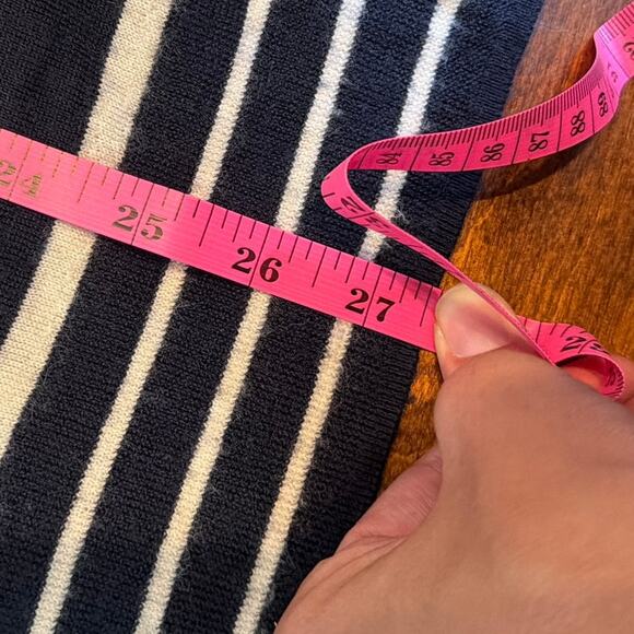 Banana Republic Merino Wool Cardigan Sweater Navy Blue Striped Size Medium - Picture 5 of 7